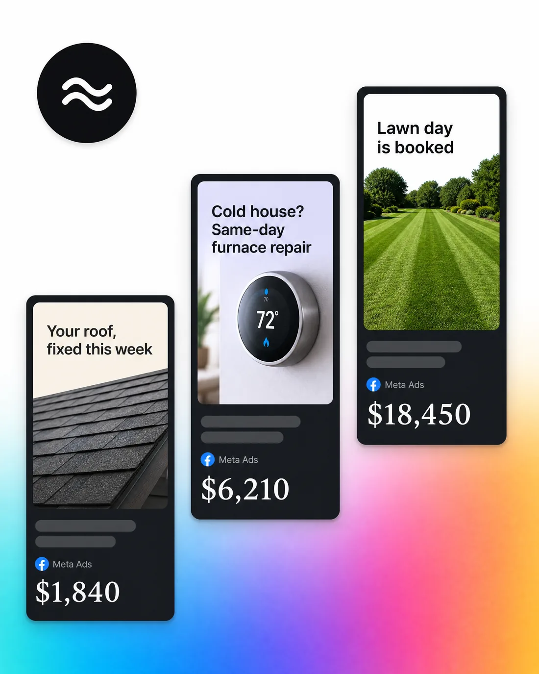 Campaigns launched — ad creatives with booked revenue under each