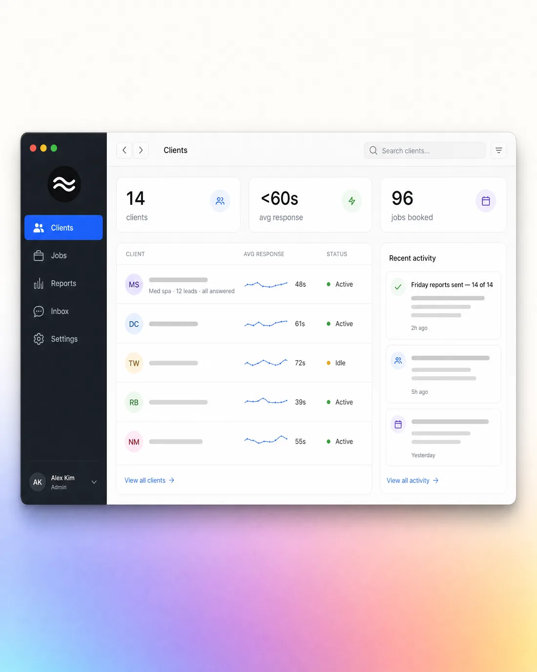 The multi-client console — every account at a glance