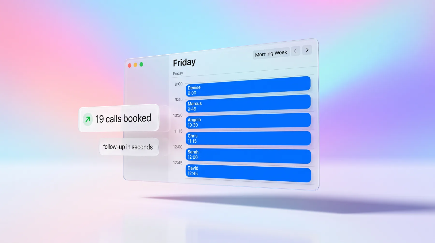 Friday calendar filled with booked closing calls