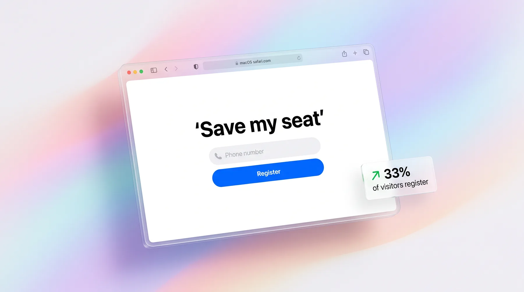 Registration page converting 33% of visitors
