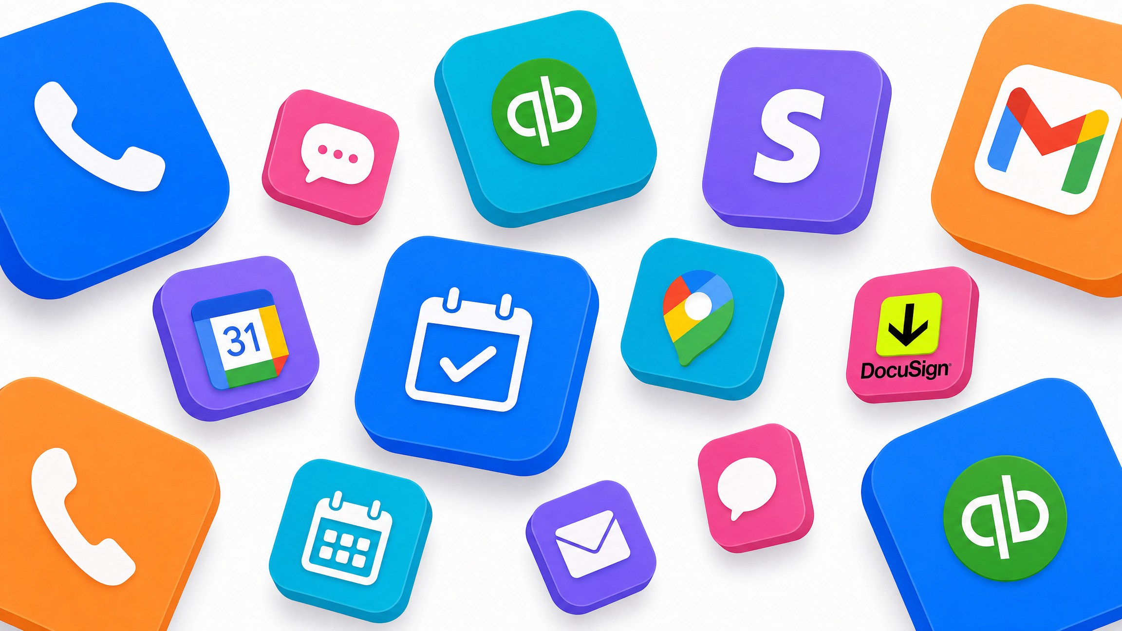 App tiles for the tools GRIFFAIN connects to — payments, phones, calendars, email, and contracts